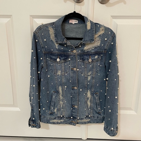 Sunset + Spring pearl denim jacket - Picture 1 of 10
